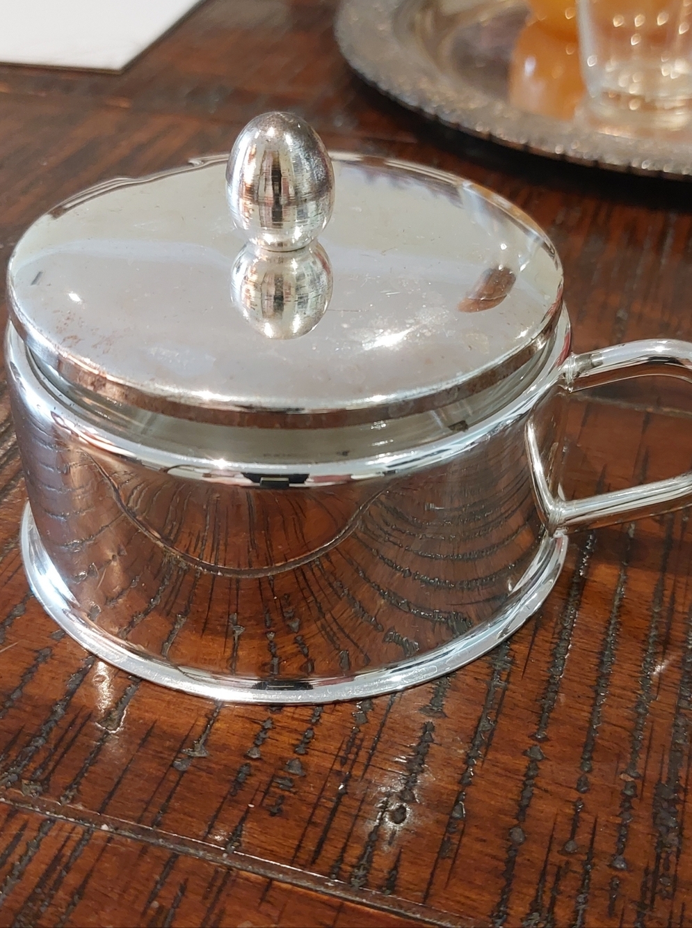 Silver Covered Sugar Bowl with Handle